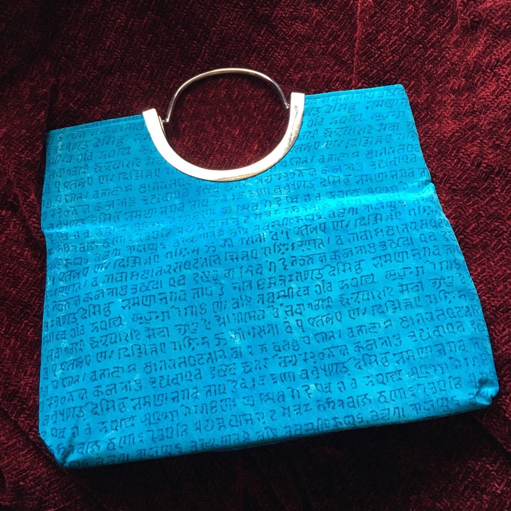 Blue Clutch W/ Hindi Print View 2